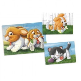 Giocattolo 24+ mesi Trudi Flock Puzzle Animali Domestici 3 in 1